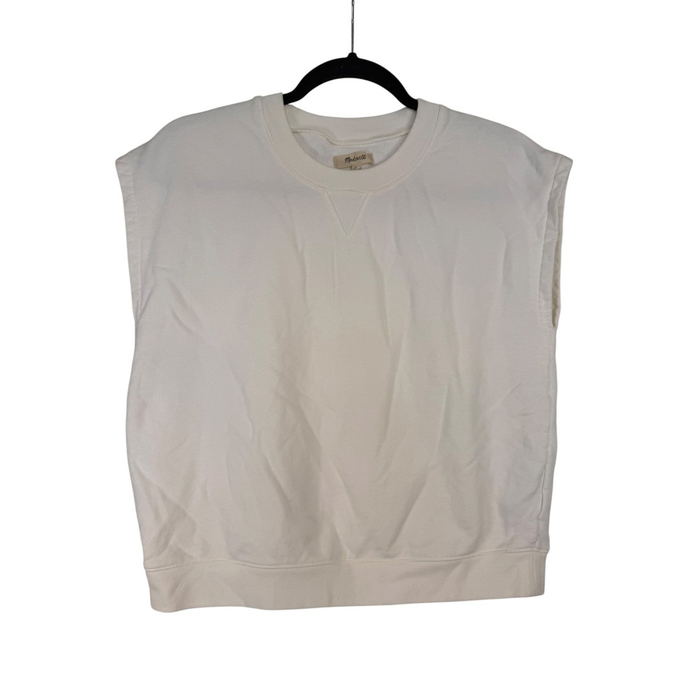 Madewell Womens Sleeveless French Terry Sweatshirt Cream Muscle Tank Top Small